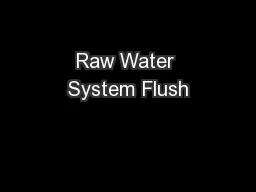 Raw Water System Flush