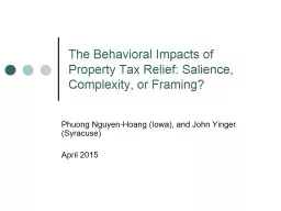 The Behavioral Impacts of Property Tax Relief: Salience, Co