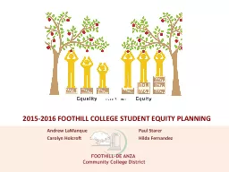 2015-2016 FOOTHILL COLLEGE STUDENT EQUITY PLANNING