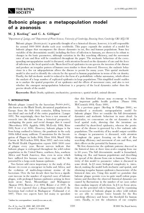 Bubonicplague:ametapopulationmodelofazoonosisM.J.Keeling1*andC.A.Gilli
