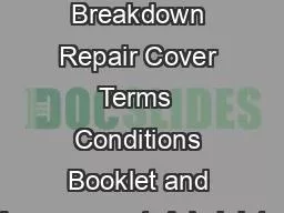 AA Breakdown Repair Cover Terms  Conditions Booklet and Arrangement  Administra