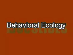 Behavioral Ecology