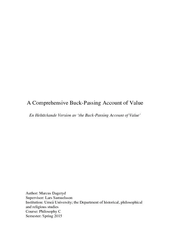 A Comprehensive Buck-Passing Account of Value  En Helt