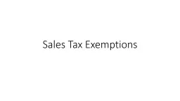 Sales Tax Exemptions