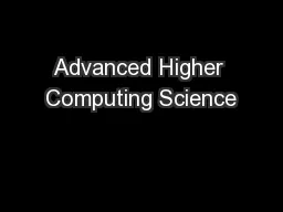 Advanced Higher Computing Science