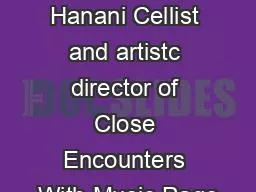 Yehuda Hanani Cellist and artistc director of Close Encounters With Music Page