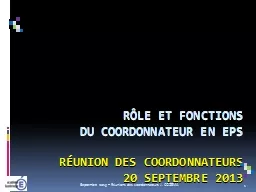 Septembre 2013 – Réunions des coordonnateurs J. COZEMA