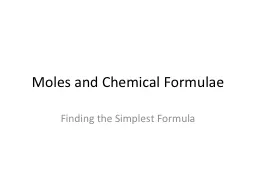 Moles and Chemical Formulae