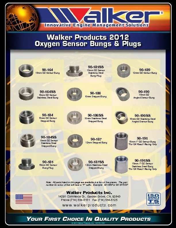 Walker Products Inc.14291 Commerce Dr., Garden Grove, CA, 92843www.wal