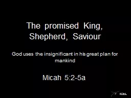 The promised King, Shepherd, Saviour