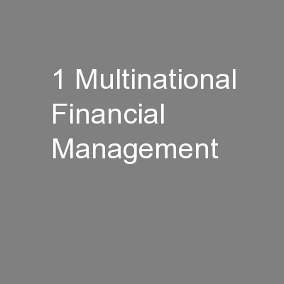 1 Multinational Financial Management