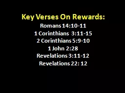 Key Verses On Rewards: