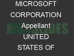 CV IN THE MICROSOFT CORPORATION Appellant UNITED STATES OF AMERICA Appellee