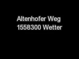 Altenhofer Weg 1558300 Wetter