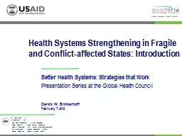 Health Systems Strengthening in Fragile and Conflict-affect