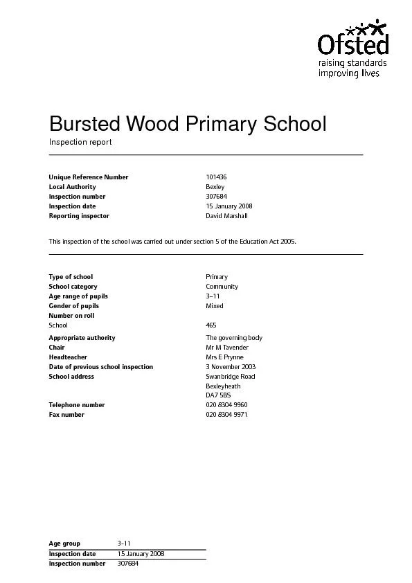Bursted Wood Primary SchoolInspection report