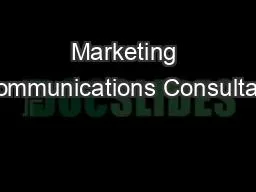 Marketing Communications Consultant