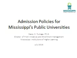 Admission Policies for Mississippi’s Public Universities