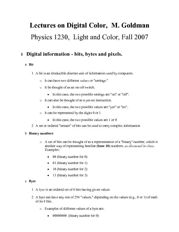 Lectures on Digital Color,  M. Goldman