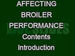Chapter   FACTORS AFFECTING BROILER PERFORMANCE Contents Introduction House te