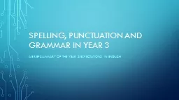 Spelling, punctuation and grammar in year 3