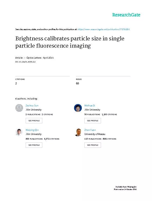 PDF-BrightnesscalibratesparticlesizeinsingleparticlefluorescenceimagingZhi thumbnail