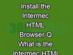 How to Download  Install the Intermec HTML Browser Q What is the Intermec HTML