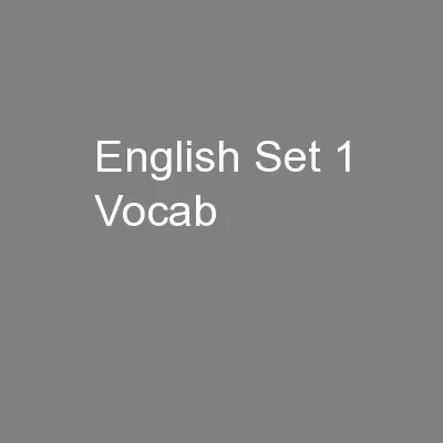 English Set 1 Vocab