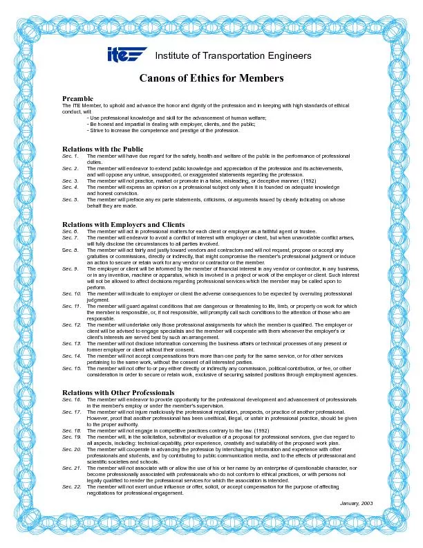 Canons of Ethics for Members