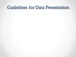 Guidelines for Data Presentation