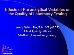 Effects of Pre-analytical Variables on