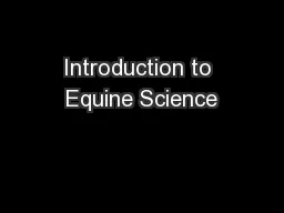 Introduction to Equine Science