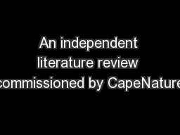 An independent literature review commissioned by CapeNature