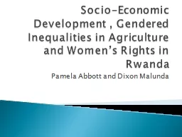 Socio-Economic Development , Gendered Inequalities in Agric