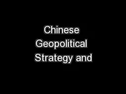 Chinese Geopolitical Strategy and