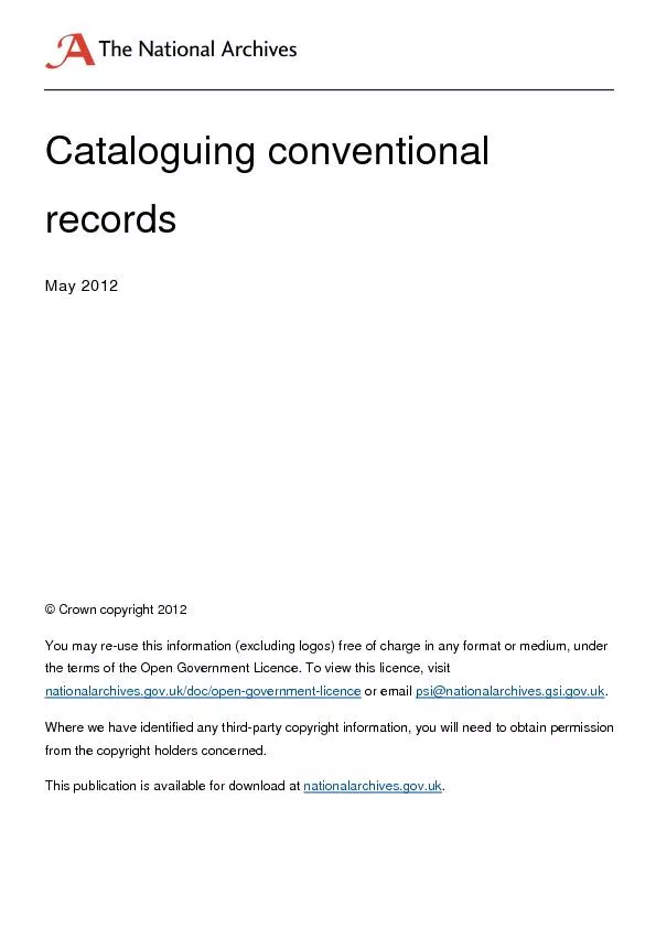 Cataloguing conventional