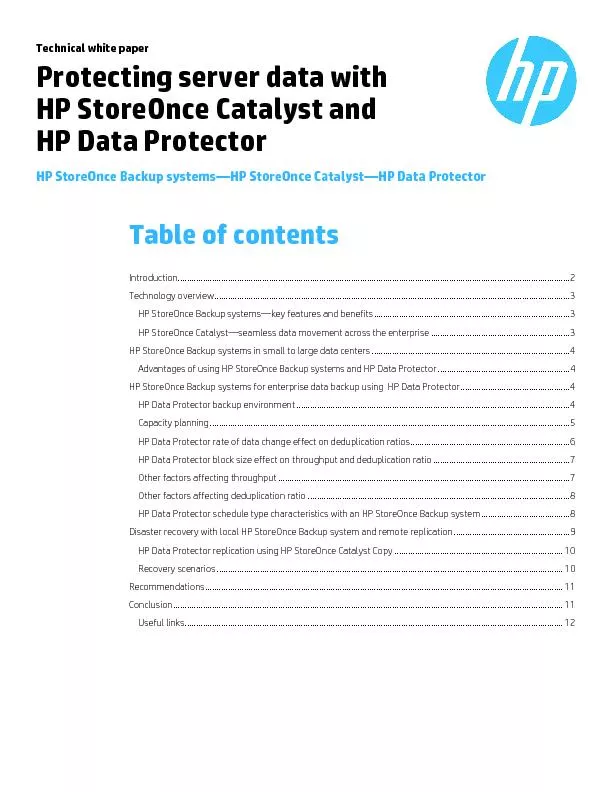 Technical white paper | Protecting server data with HP StoreOnce Catal
