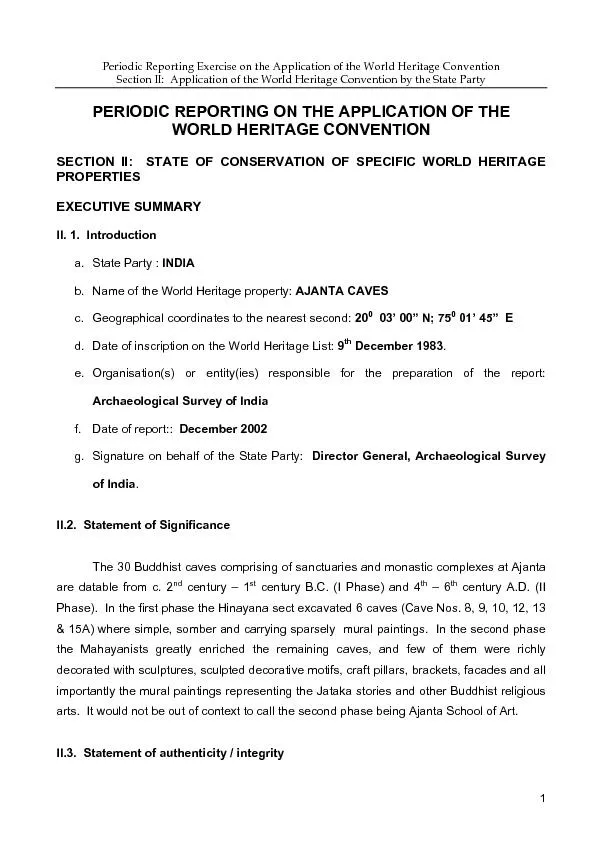 Periodic Reporting Exercise on the Application of the World Heritage C