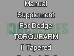 Parts Replacement Manual Supplement For Dodge TORQUEARM II Tapered Bushed  Rati