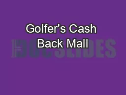 Golfer's Cash Back Mall