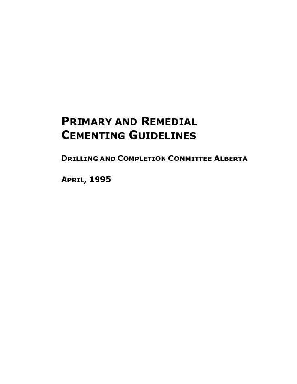 Primary and Remedial Cementing Guidelines