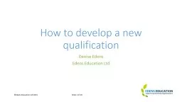 How to develop a new qualification