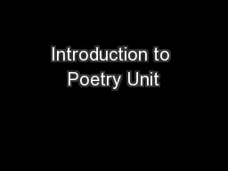 Introduction to Poetry Unit