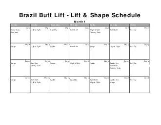 Month  Brazil Butt Lift  Lift  Shape Schedule  Month  Brazil
