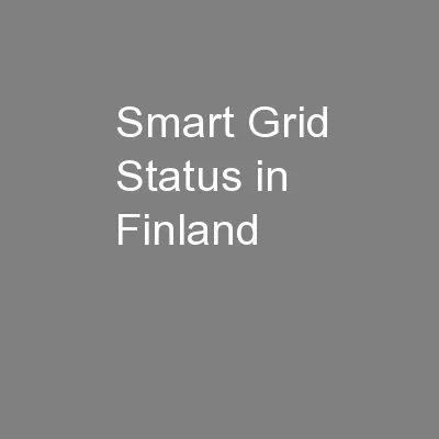 Smart Grid Status in Finland