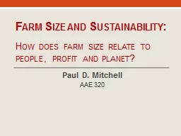 Farm Size and Sustainability: