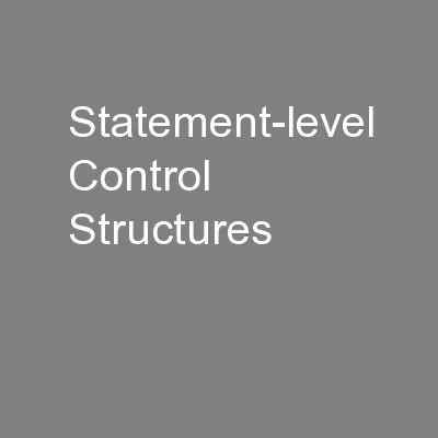 Statement-level Control Structures
