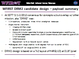 WFIRST DRM2 candidate design – payload summary