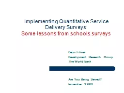 Implementing Quantitative Service Delivery Surveys: