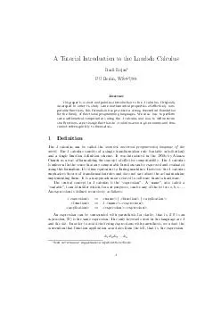 A Tutorial Introduction to the Lambda Calculus Raul Rojas FU Berlin WS Abstract